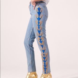 Sandro Light Blue Jeans Embroidered Flame Detail (EU 34 / US 25)